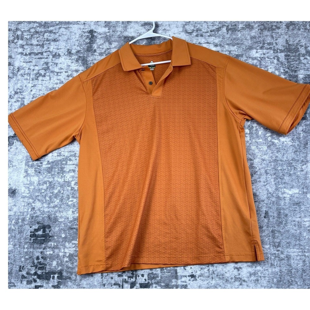 Bolle Golf Shirt Mens XL Orange Honeycomb Texture Performance Stretch Polo